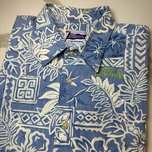 Reyn Spooner UCLA Bruins collegiate Hawaiian Shirt Mens Large‎ Cotton Blue